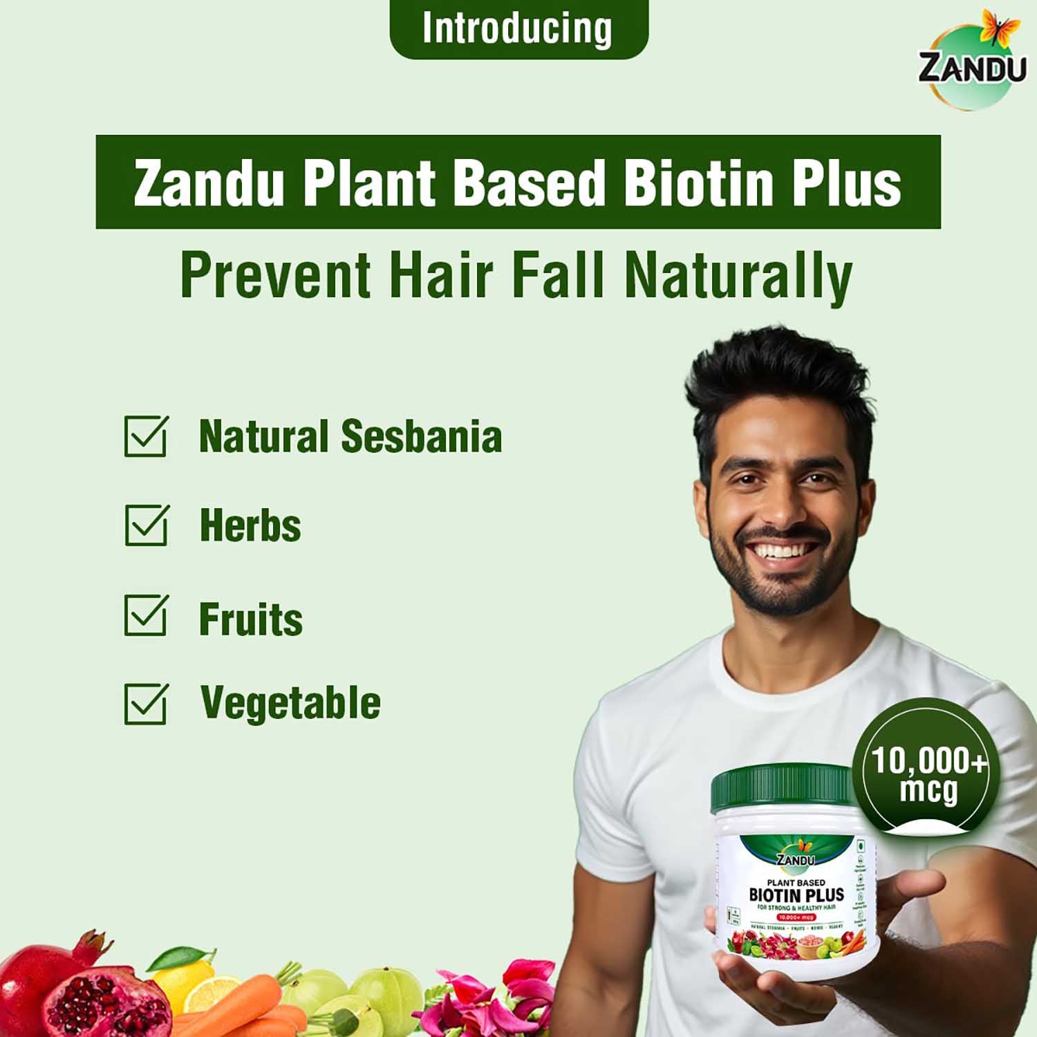 Zandu Plant Based Biotin Plus Powder (200g)