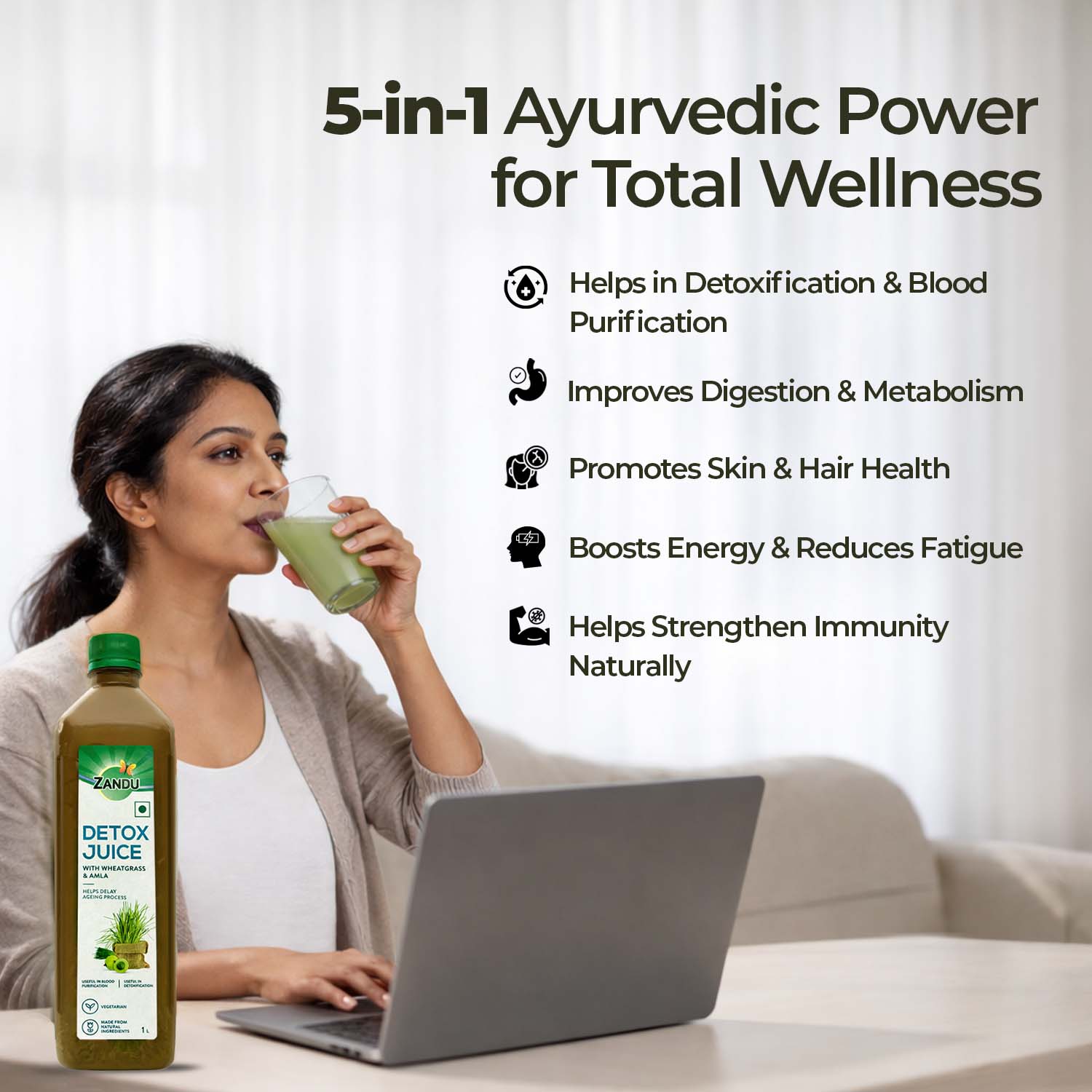 Zandu Full Body Detox Juice (Wheatgrass & Amla)