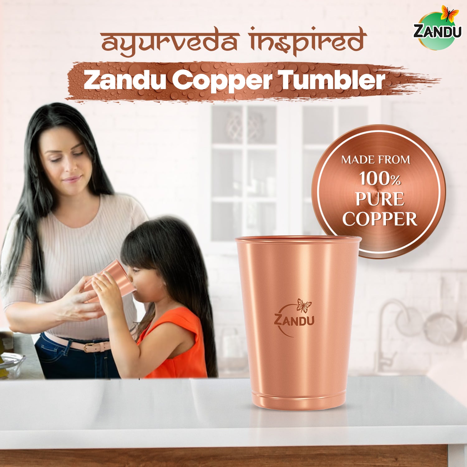 Zandu Pure Copper Tumbler
