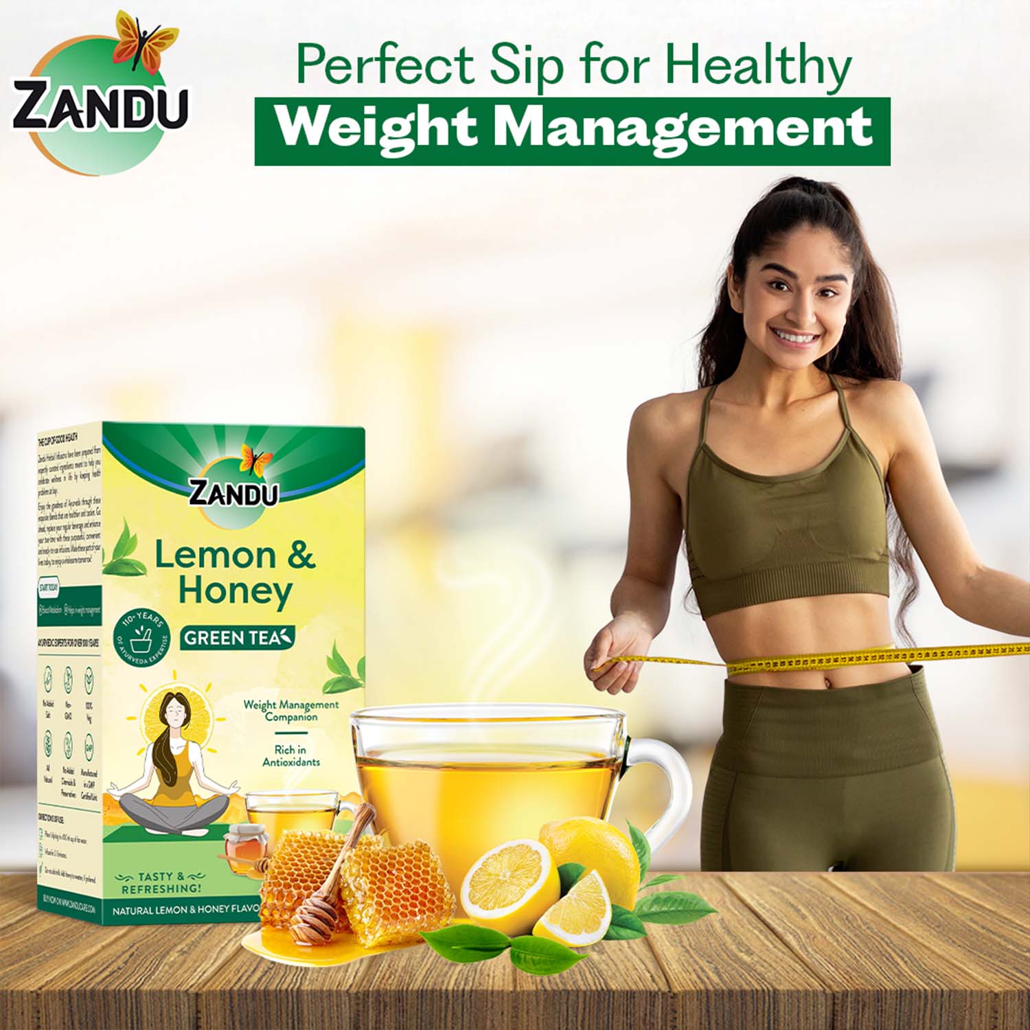Zandu Lemon Honey Green Tea