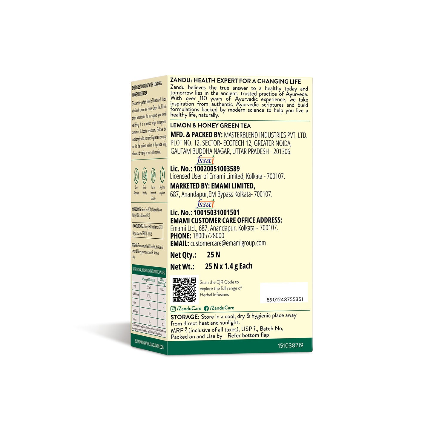 Zandu Lemon Honey Green Tea