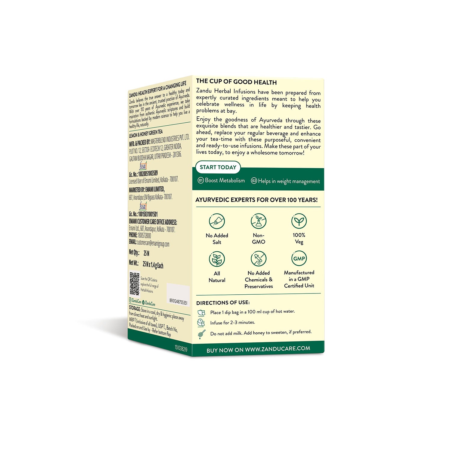 Zandu Lemon Honey Green Tea