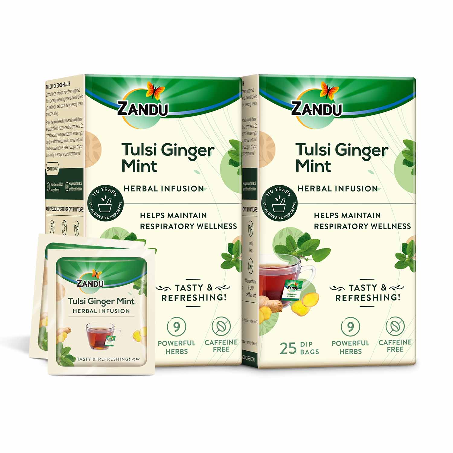 Zandu Tulsi Ginger Mint Tea - Cold & Cough Relief