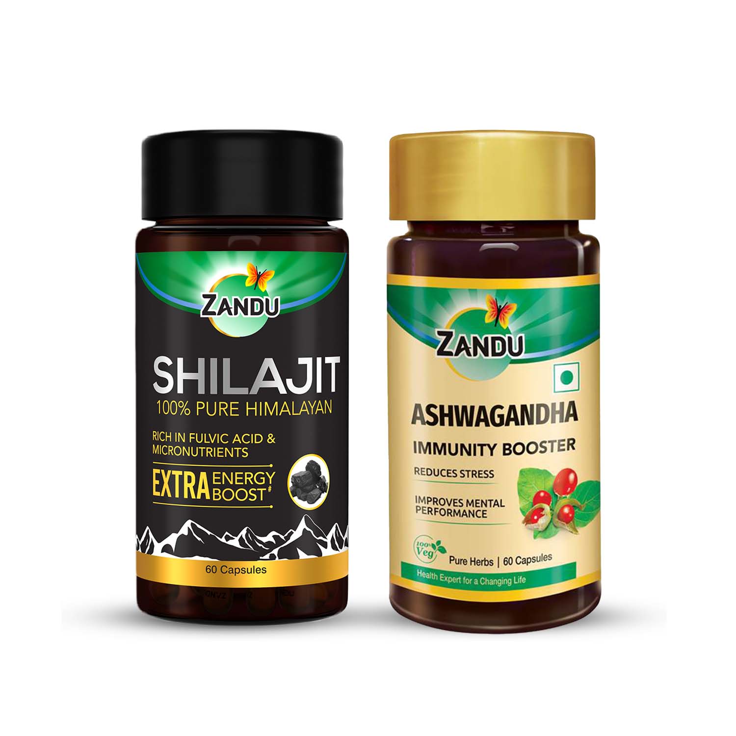Zandu Combo Shilajit & Ashwagandha Capsules (60 + 60 Caps)