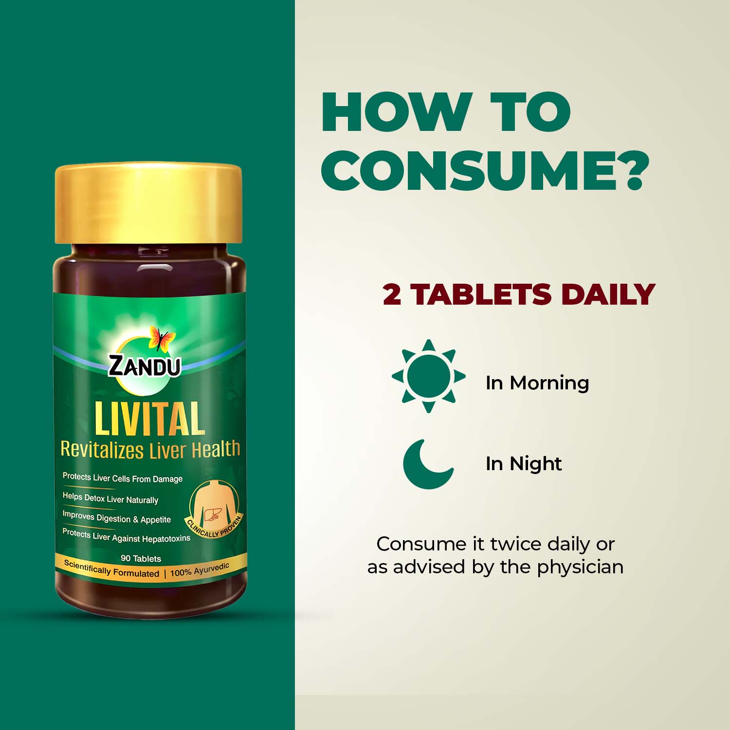 Dosage of Zandu Livital Liver Detox Tablet