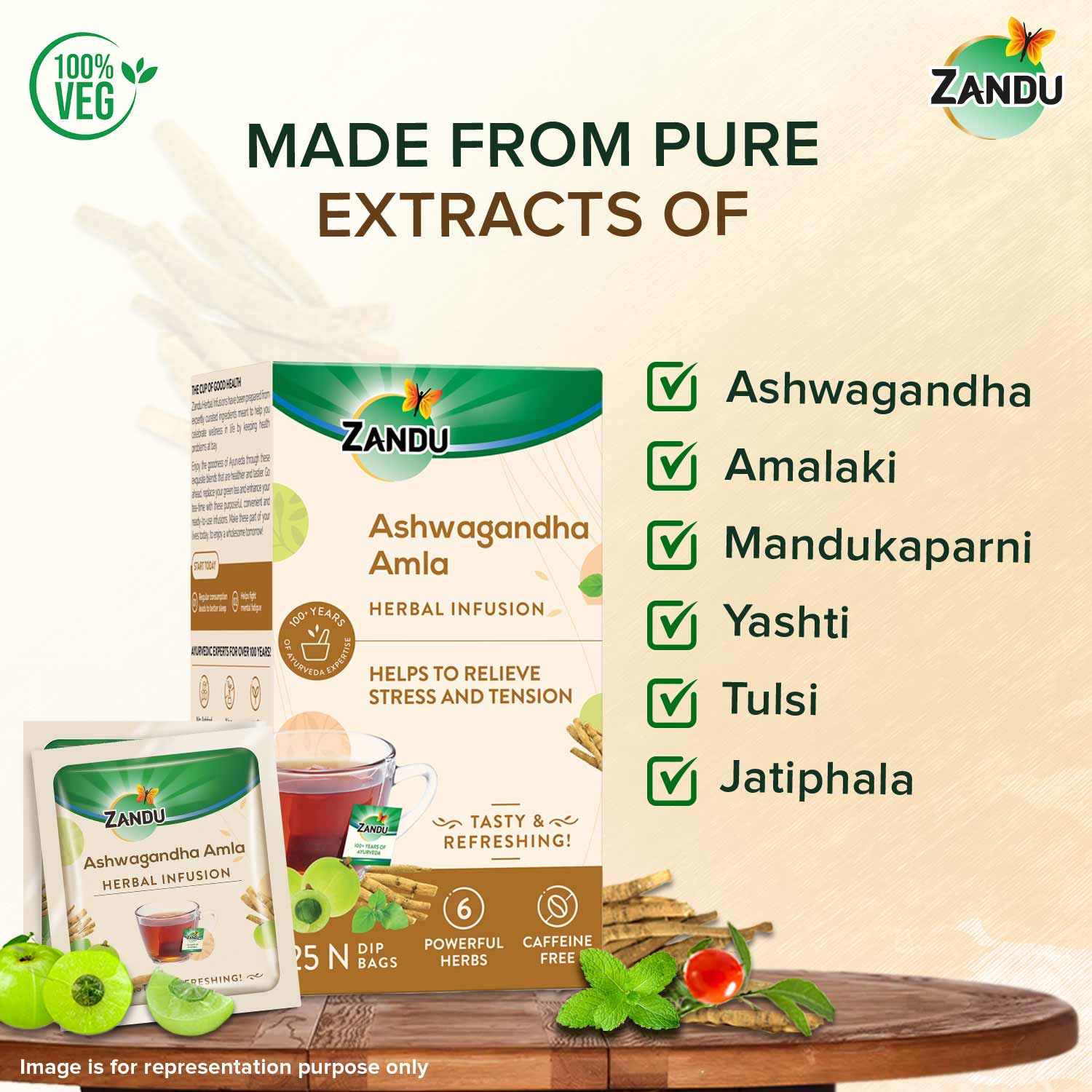 Zandu Ashwagandha Amla Tea ingredients
