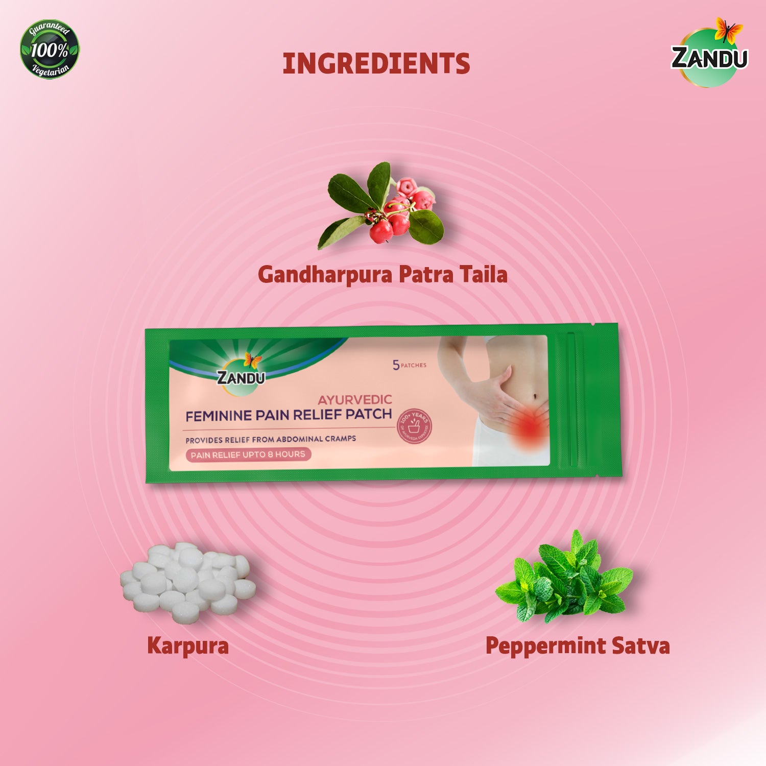 Zandu Periods Pain Relief Patch Ingredients
