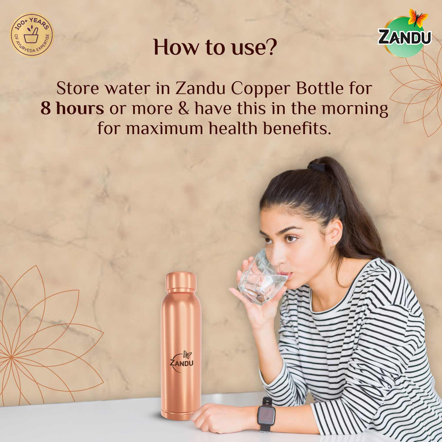 Zandu Copper Water Bottle