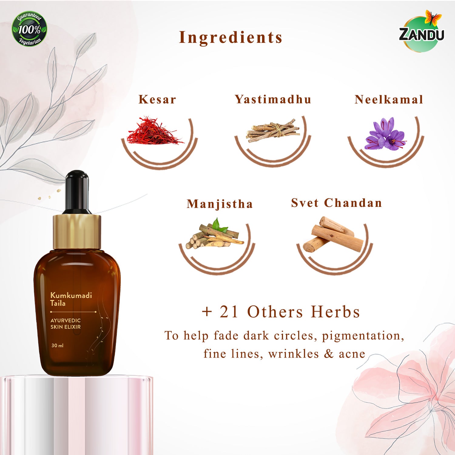 Zandu Kumkumadi oil ingredients