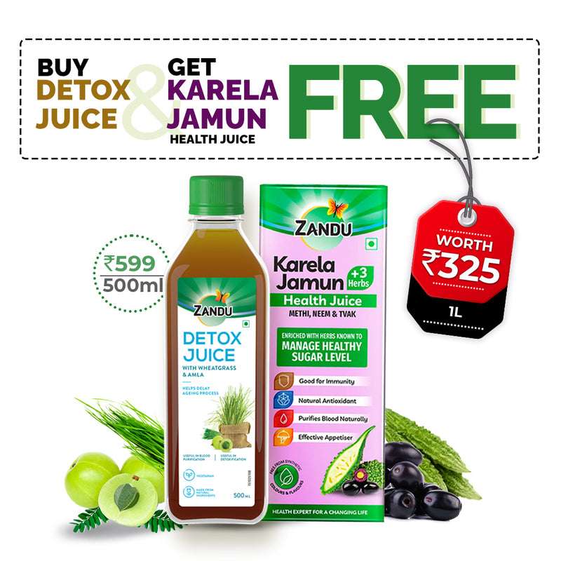 Detox Juice with Wheatgrass & Amla(500ml) & FREE Karela Jamun Health Juice (1L)
