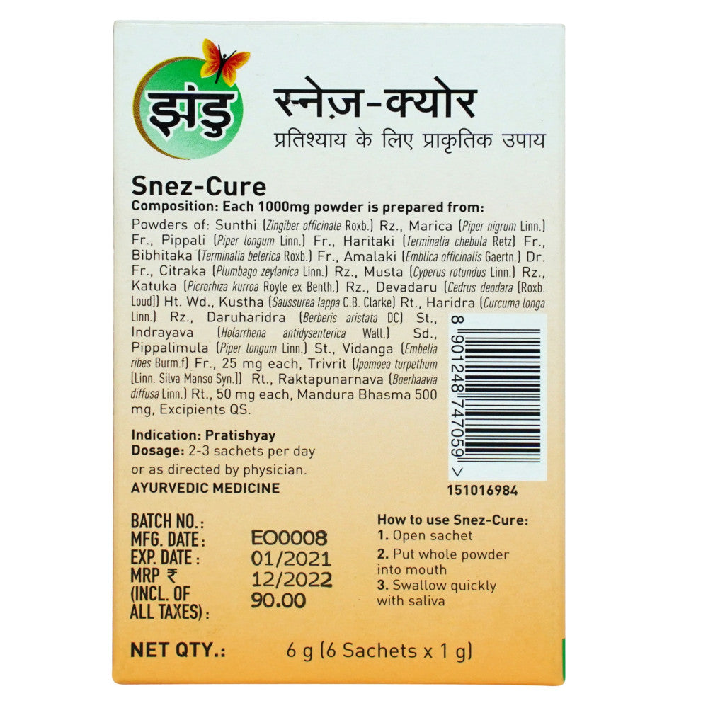 Snez Cure medicine for runny nose, sneezing, and watery eyes