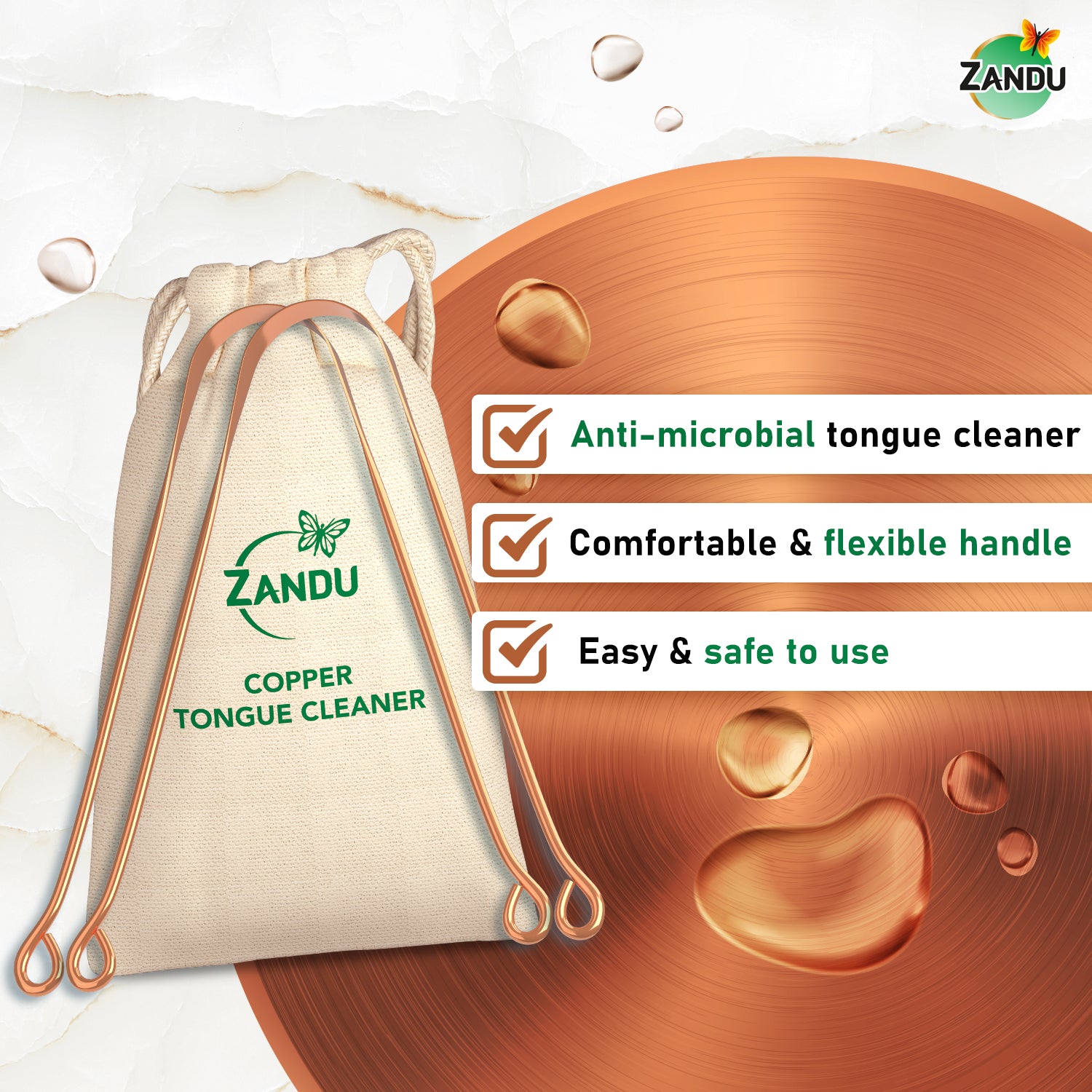 Zandu Copper Tongue Cleaner