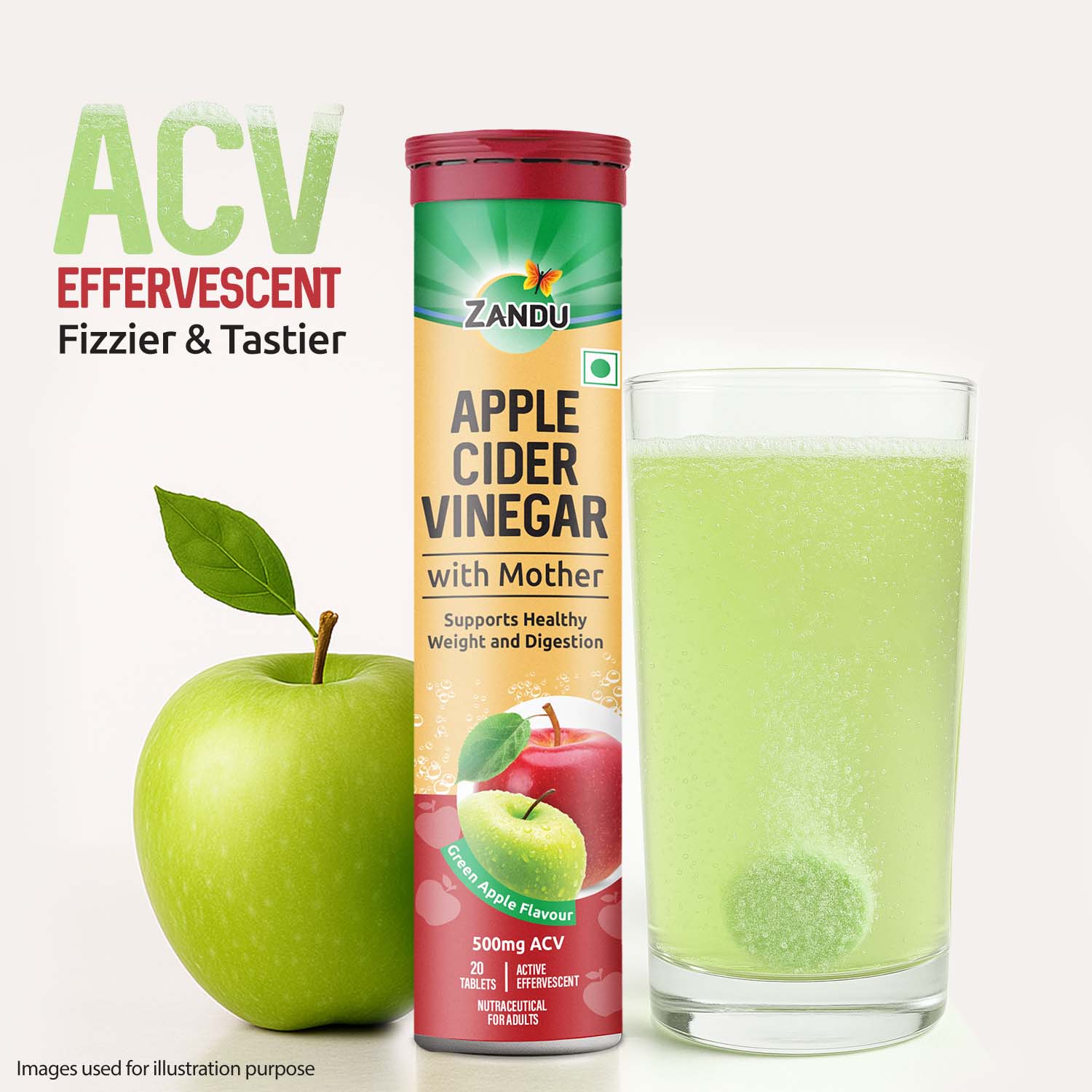 Zandu Apple Cider Vinegar (ACV) Effervescent Tablets