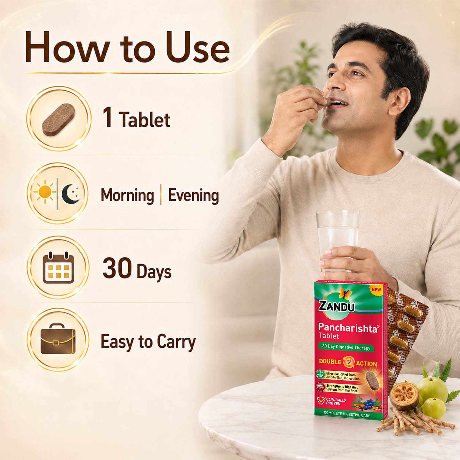 Zandu Pancharishta Tablet | Gas & Acidity Relief