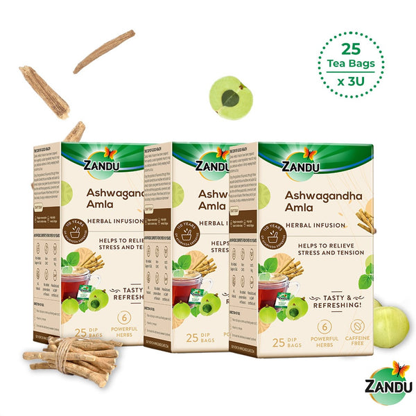 Ashwagandha Amla Herbal Infusion (25 Tea Bags)(Pack of 3)