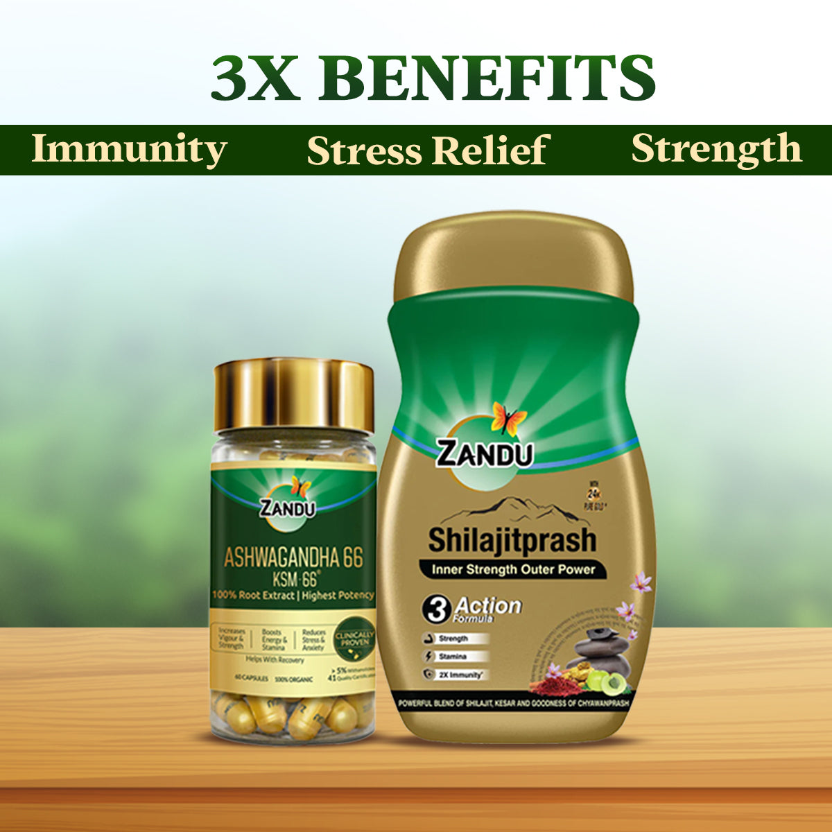 Ashwagandha KSM-66 (60 Caps) + Shilajitprash (900g) | 2X Immunity, Strength & Stress Management | 100% Ayurvedic & Scientifically Tested