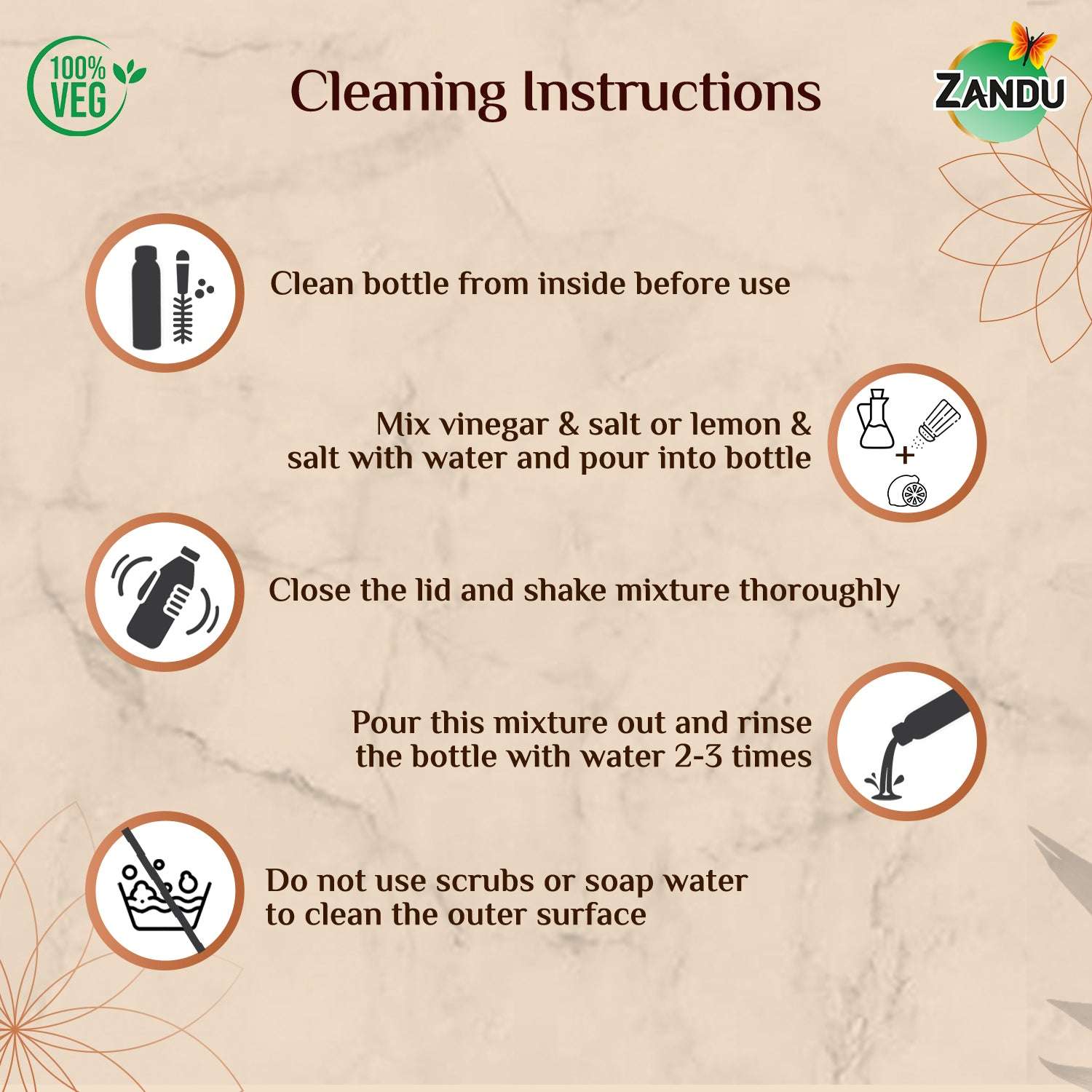 Zandu Bottle Cleaning Instructions