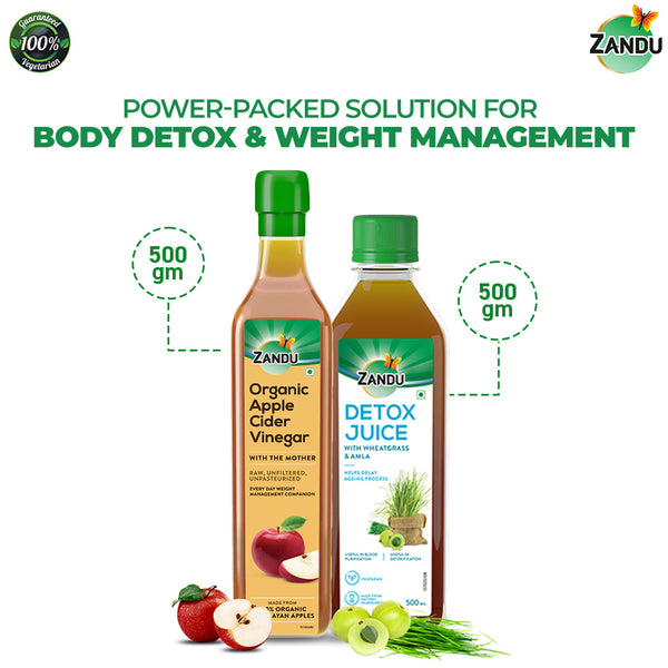 Detox Juice with Wheatgrass & Amla(500ml) + Organic Apple Cider Vinegar (500ml)