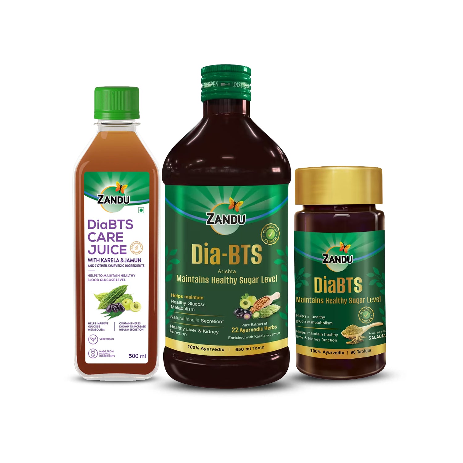 Diabts Juice 500ml and DiaBTS Ayurvedic Tonic 650ml  & DiaBTS Tablets (90 Tabs)