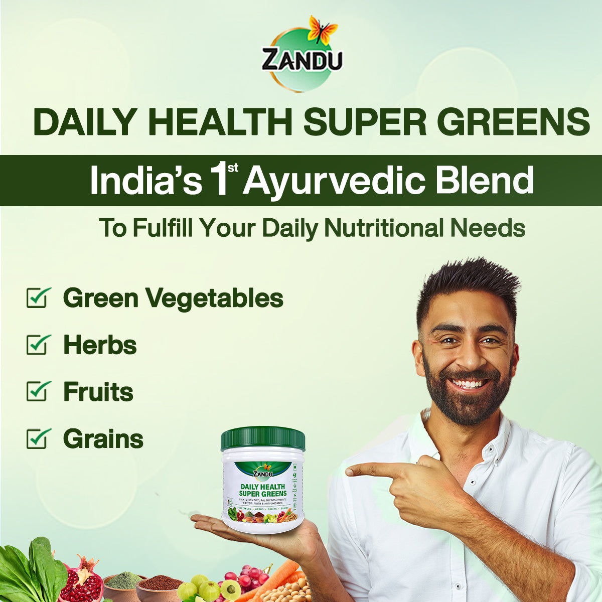 Zandu Daily Health Super Greens Powder ingredients