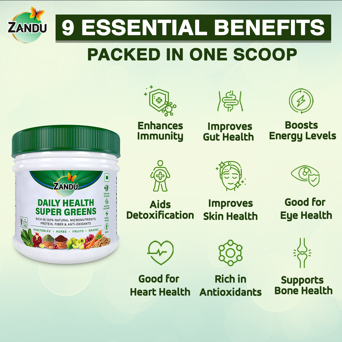 Zandu Daily Health Super Greens Powder benefits