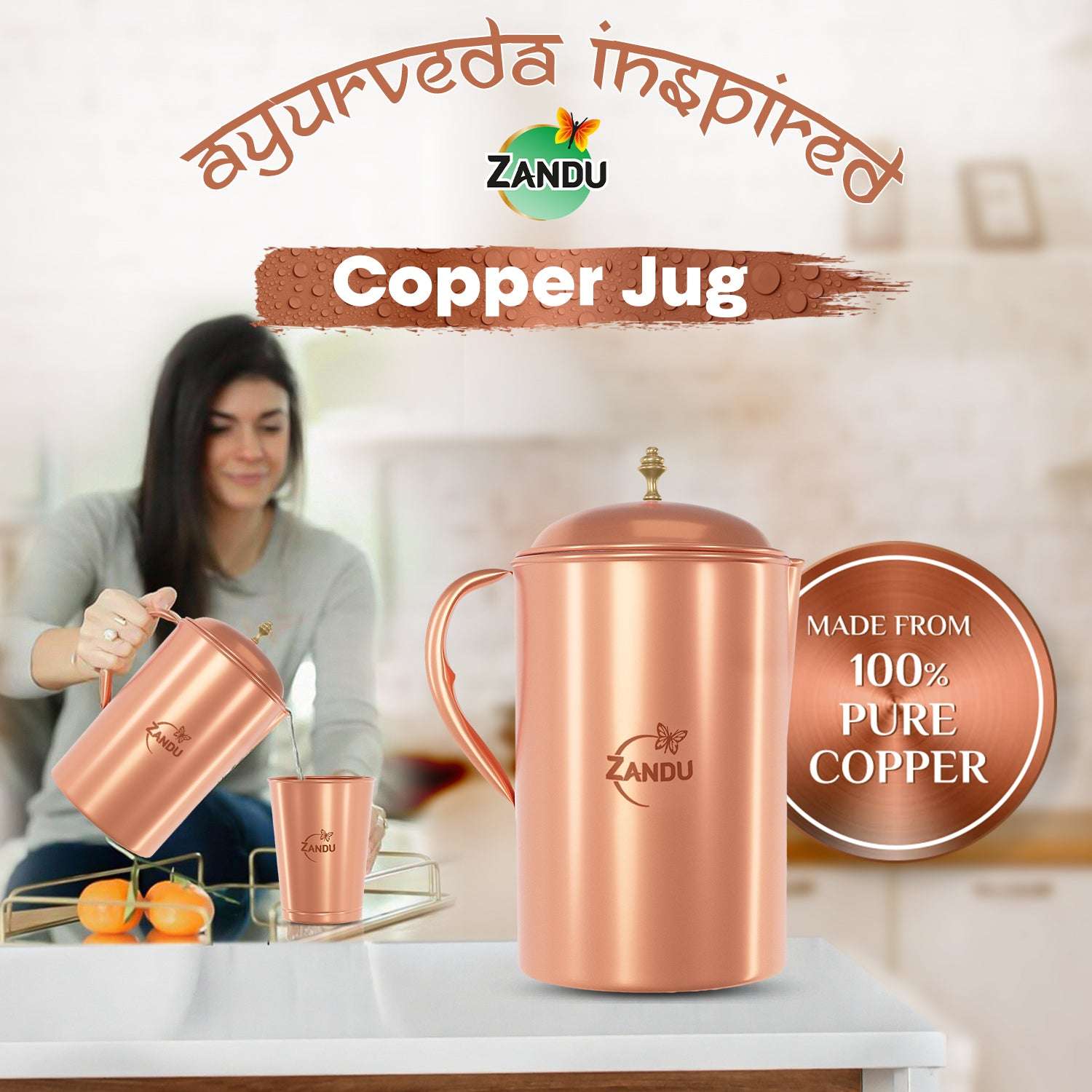 Zandu Pure Copper Jug