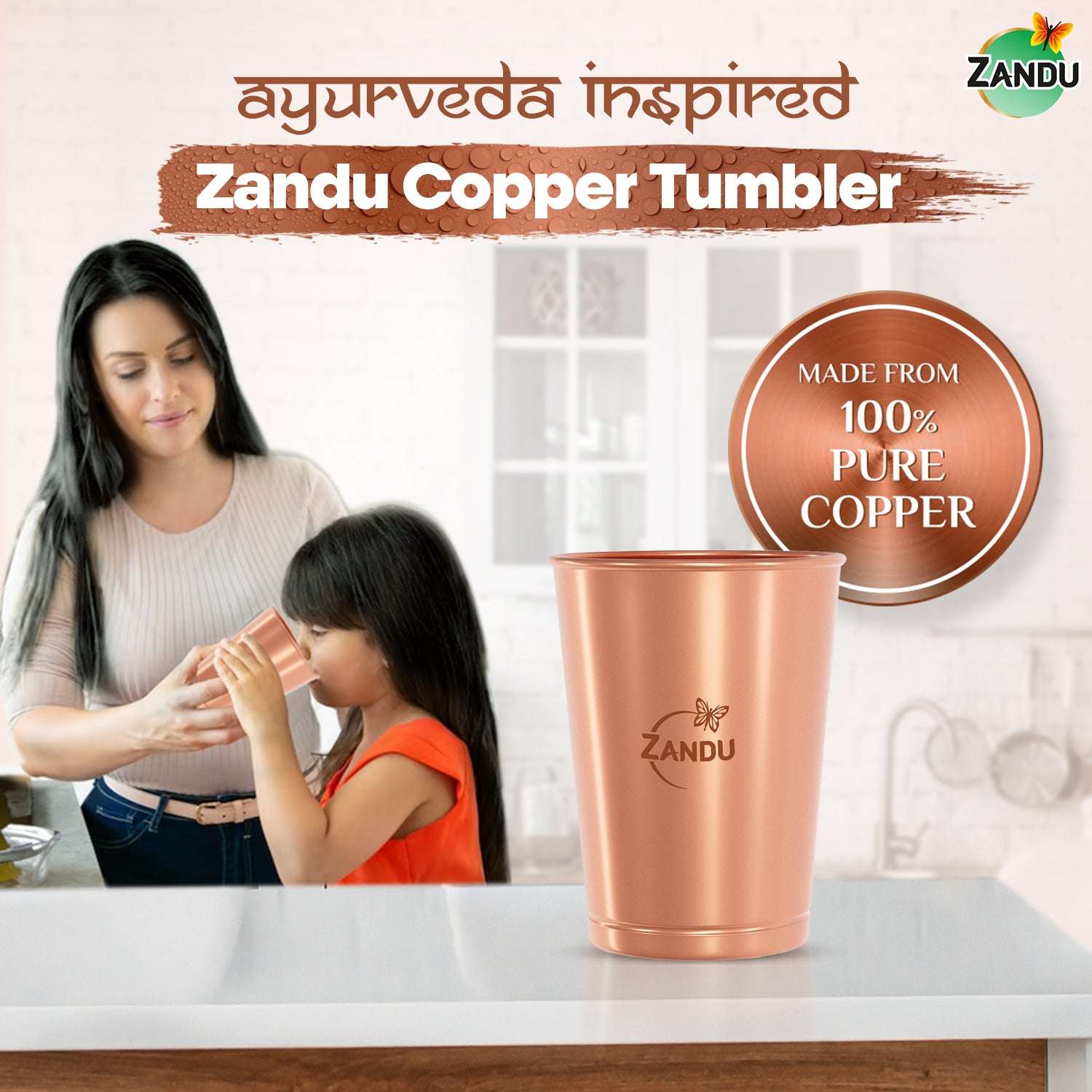 Zandu Pure Copper Tumbler 