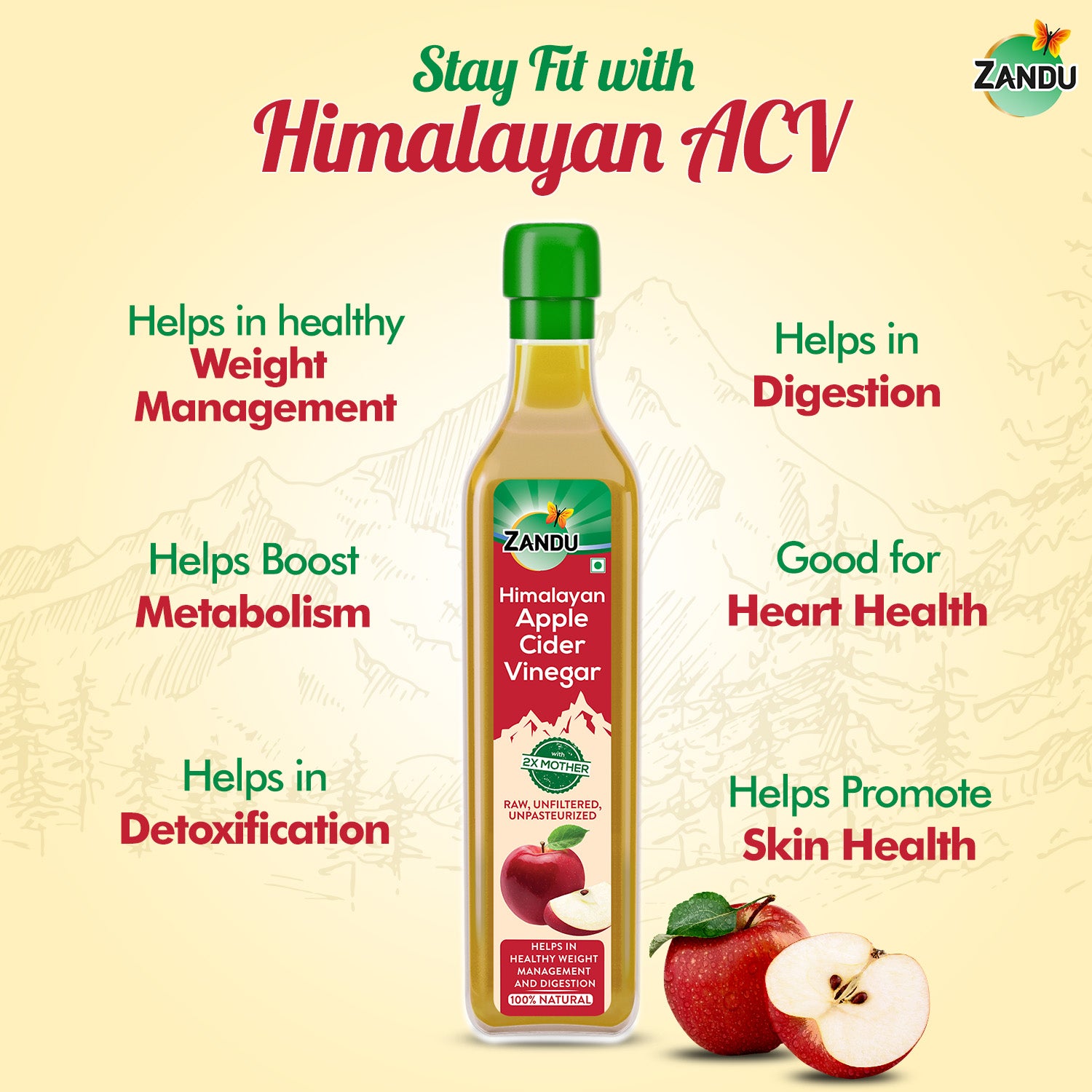 Zandu Himalayan Apple Cider Vinegar 500ml