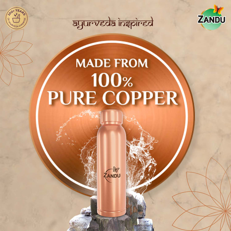 Zandu Copper Bottle with Free Copper Tongue Cleaner