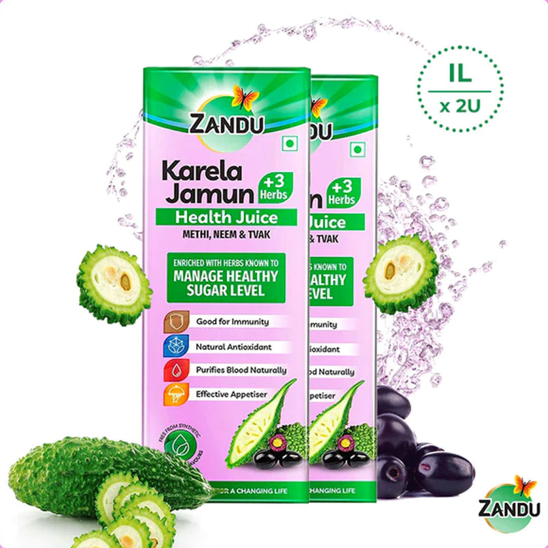 Karela Jamun + 3 herbs health juice (1L) ( Pack of 2)