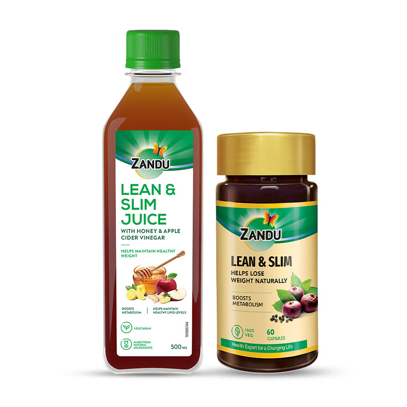 Lean & Slim juice (500 ml) & Lean & Slim Ayurvedic Metabolism Booster Capsules