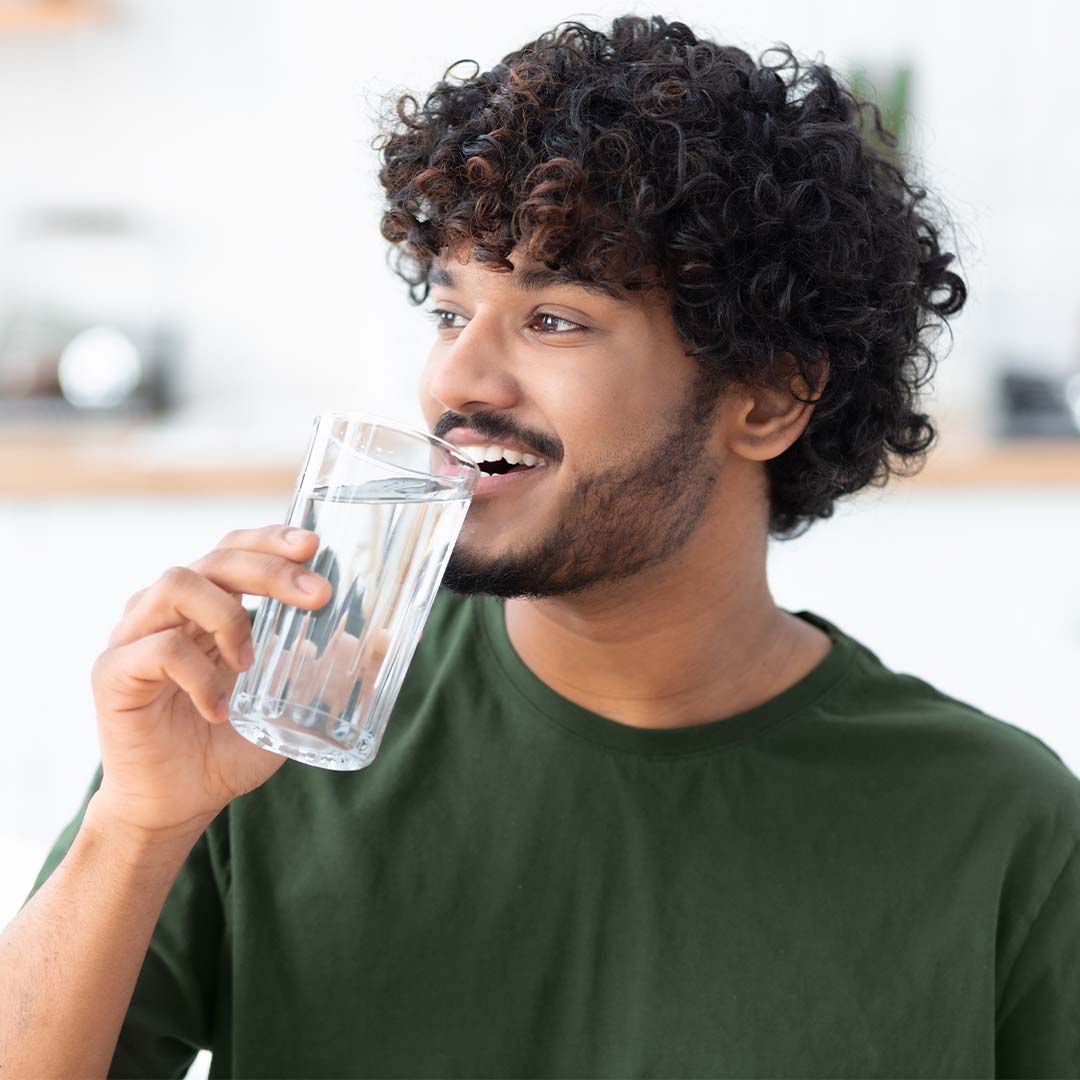 person drinking water