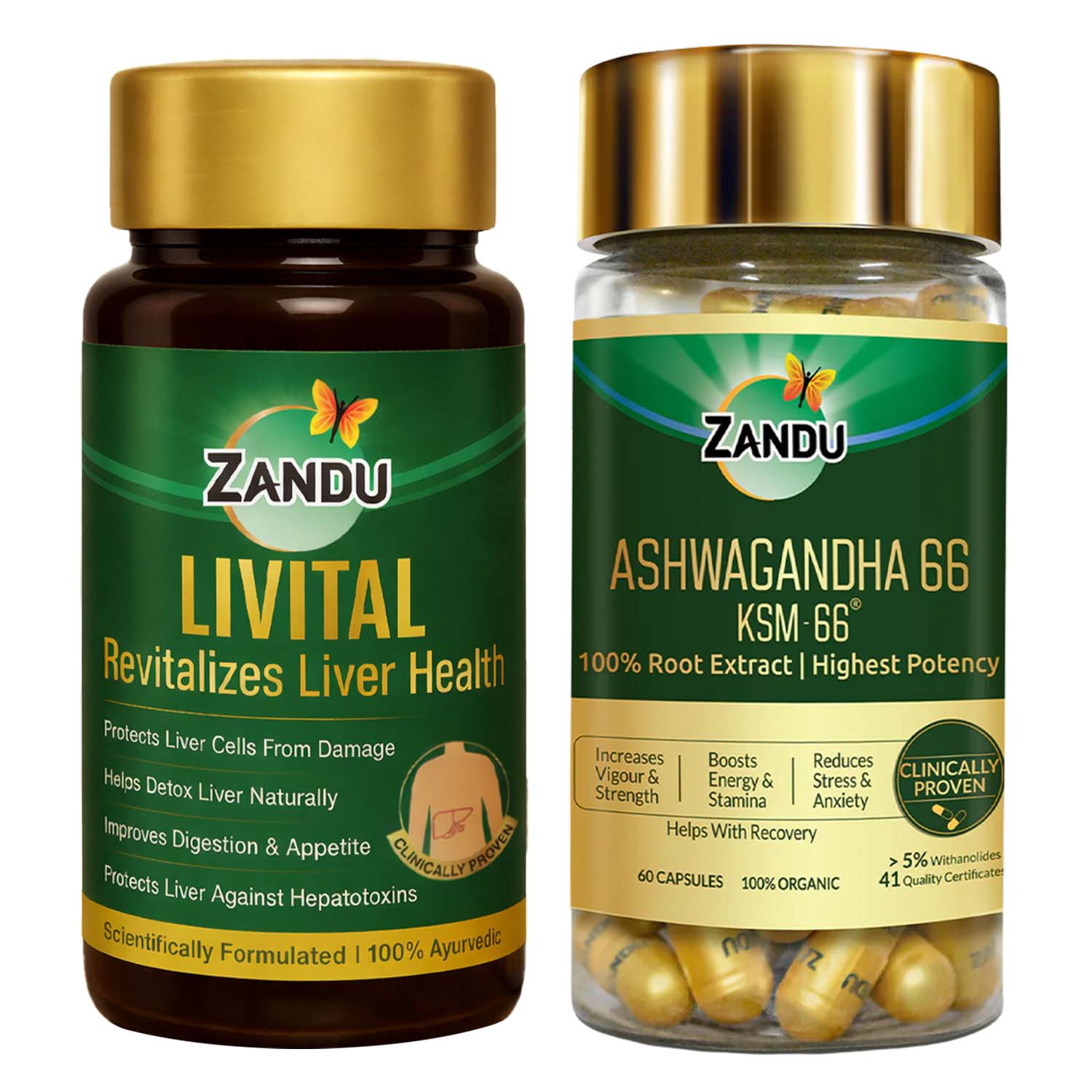 Zandu Livital (60 Tabs) + Ashwagandha KSM-66 (60 Caps)