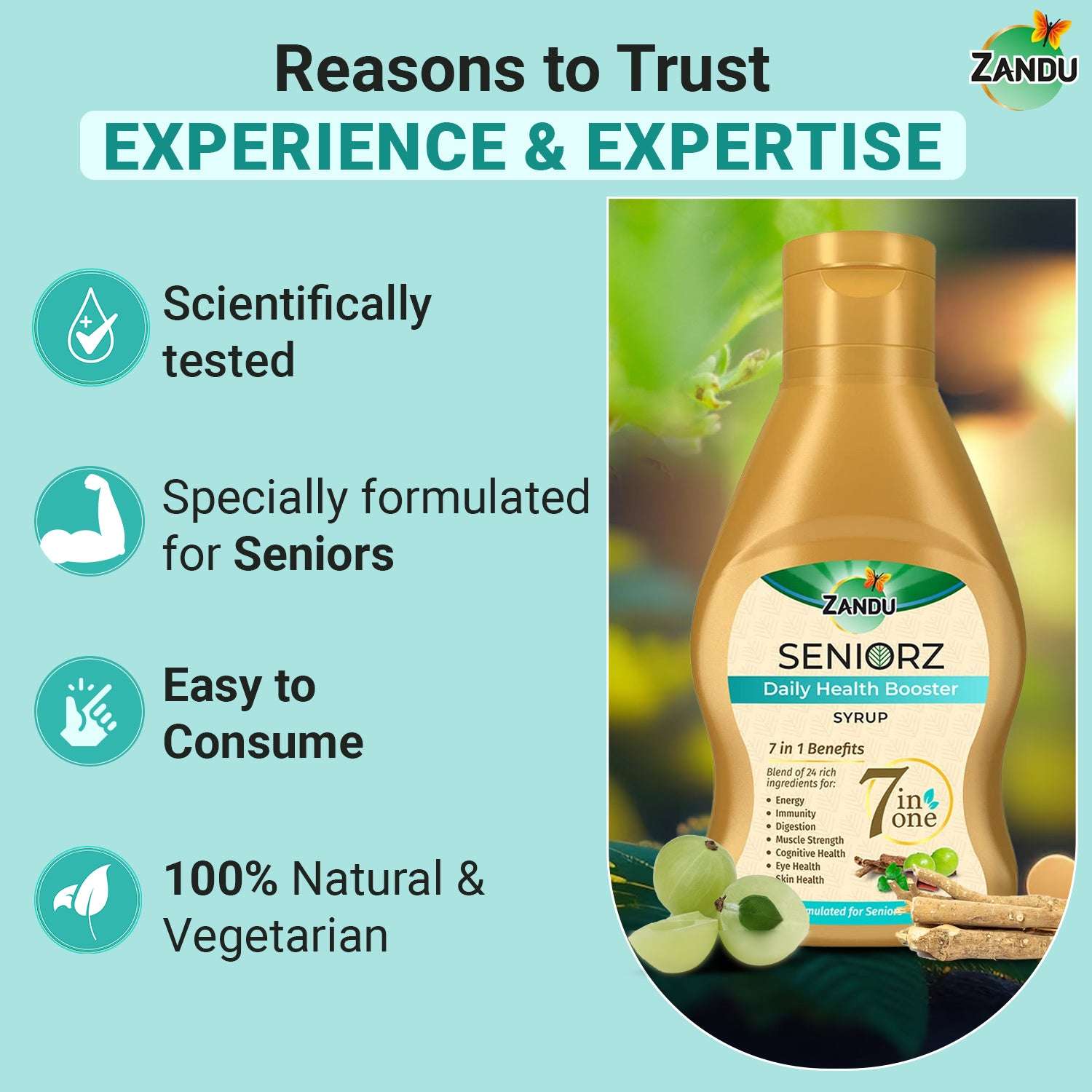 Why choose Zandu Seniorz Daily Health Booster Syrup?
