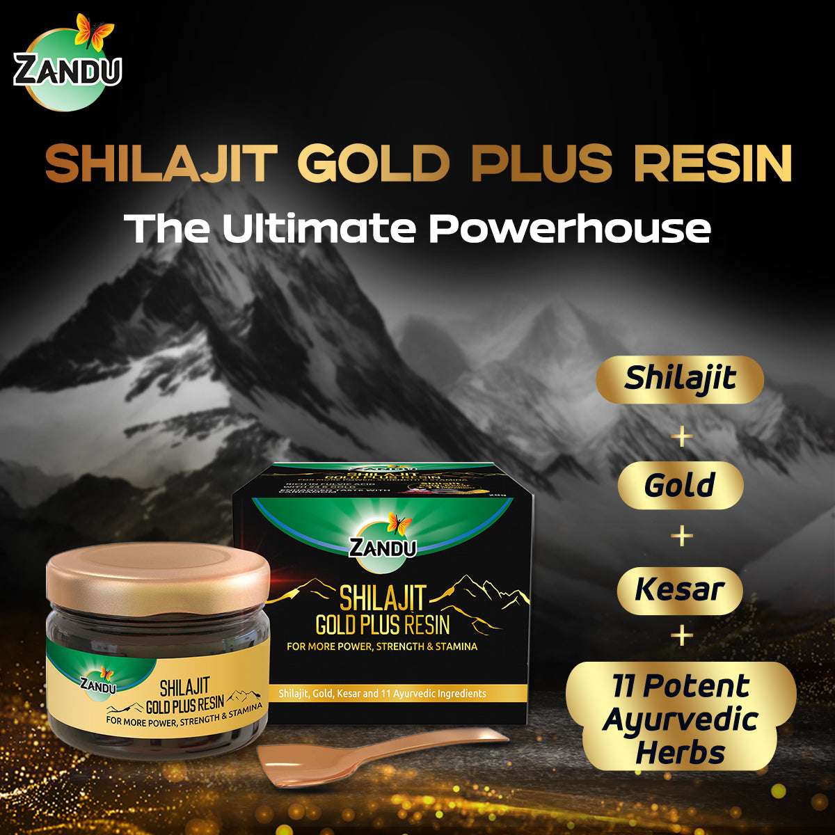 Pure Shilajit Gold Plus Resin for All-Day Power, Energy & Strength