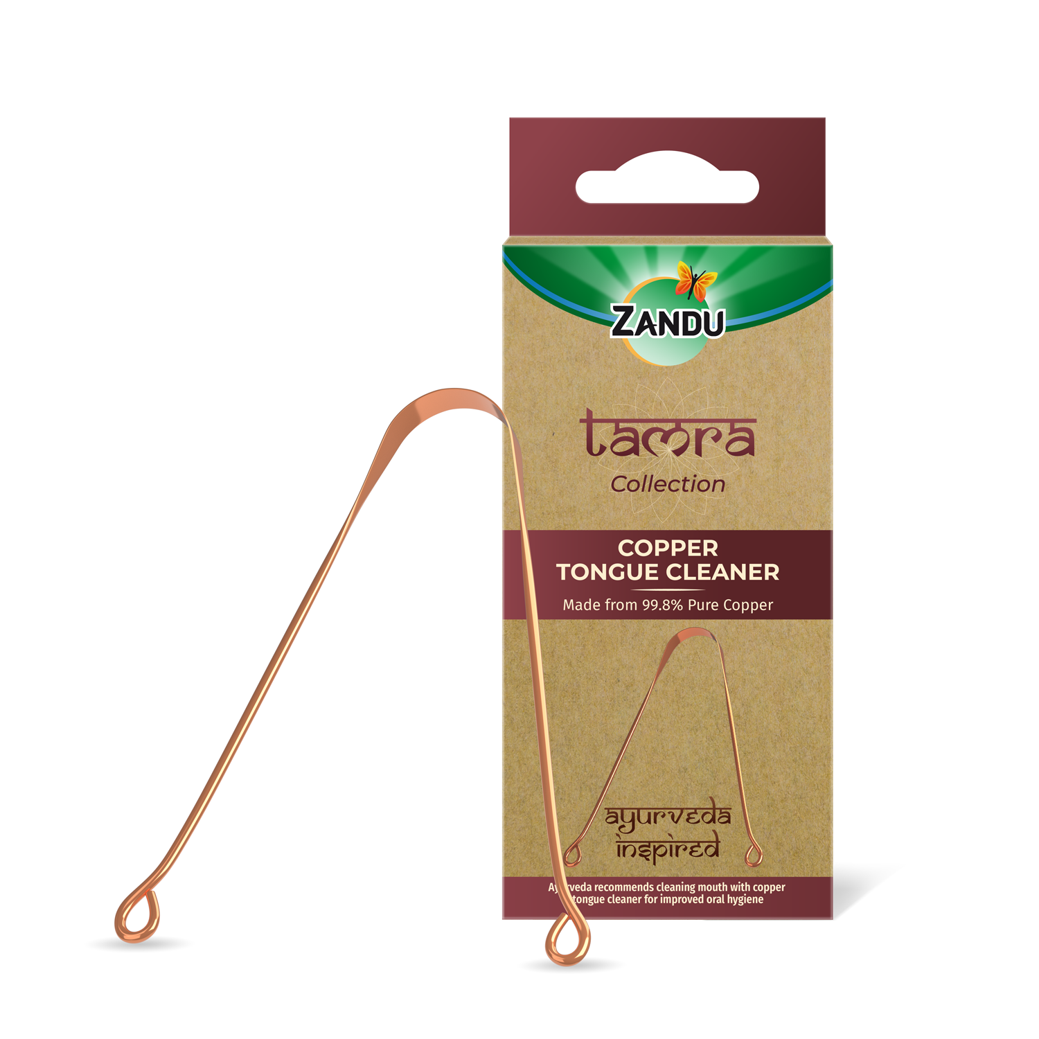 Copper Tongue Cleaner for Fresh Breath, Improved Taste Sense & Bacteria Removal.