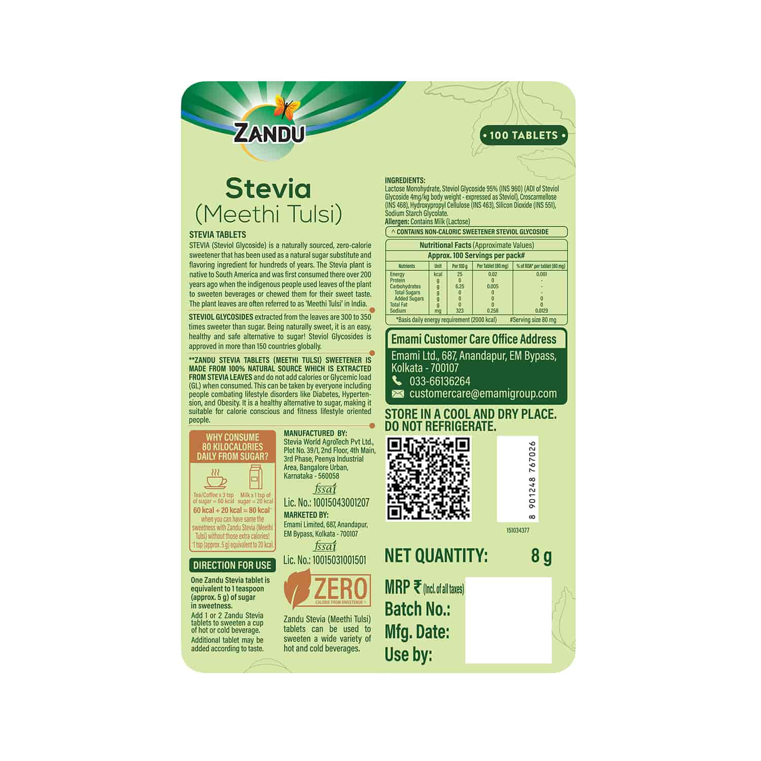 Zandu Stevia Tablets (Meethi Tulsi)