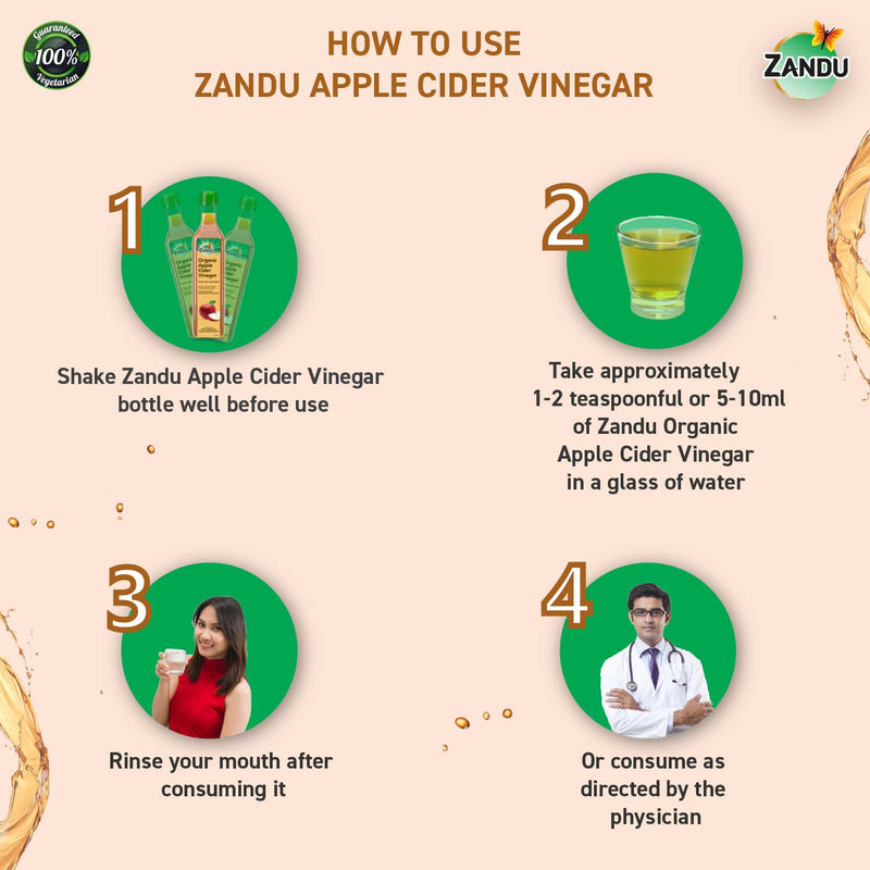 Zandu Copper Bottle with Free Organic Apple Cider Vinegar (500ml)