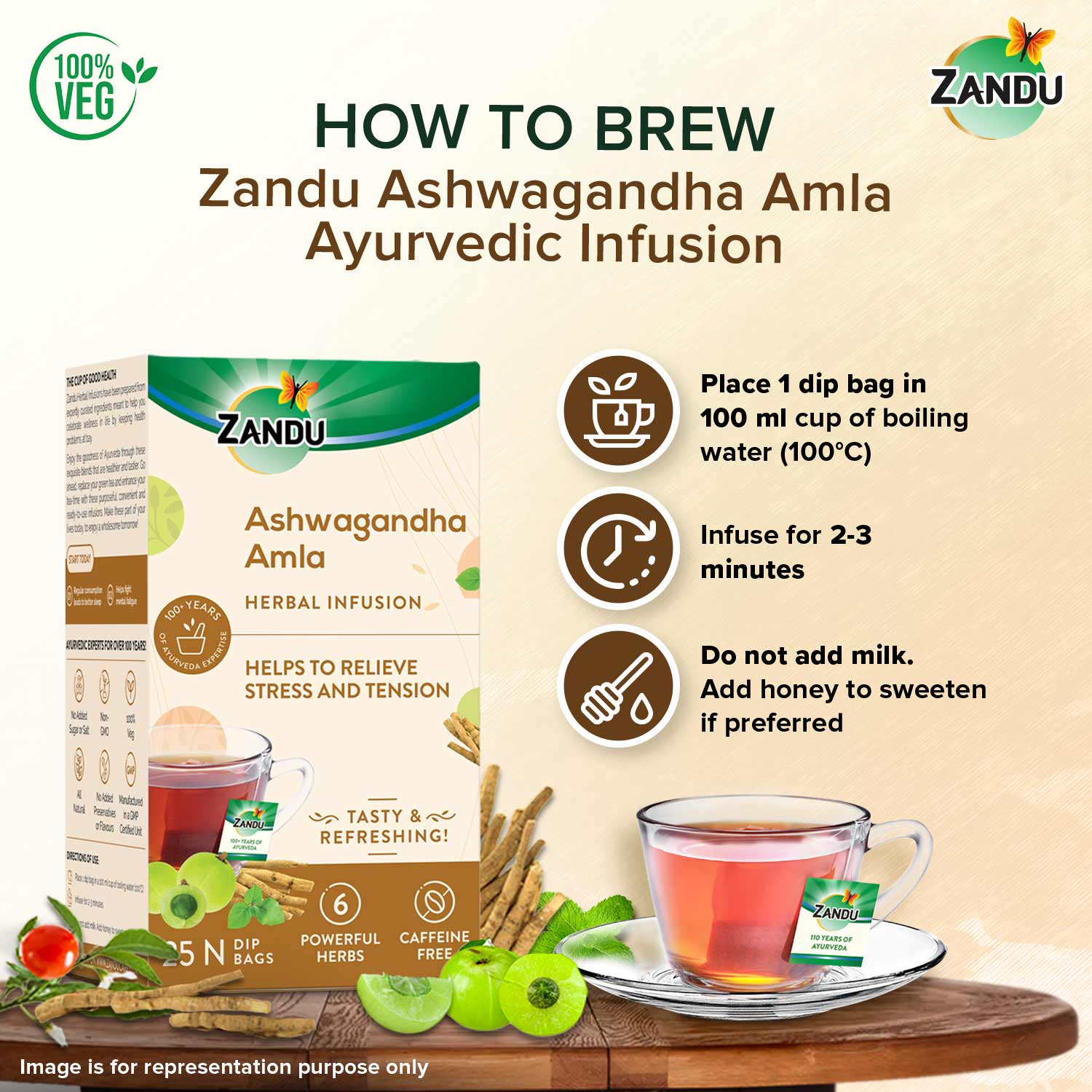 Ashwagandha Amla Tea Bags Herbal Infusion (25 Bags)