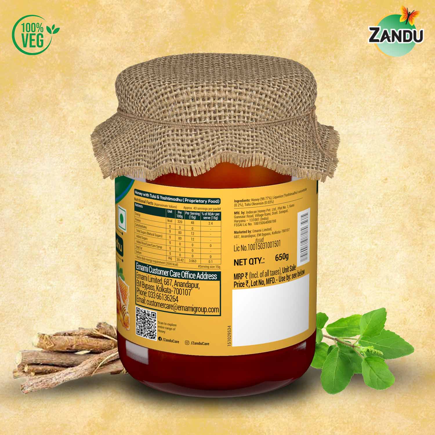 Pure Honey with Tulsi & Yashtimadhu (650g)