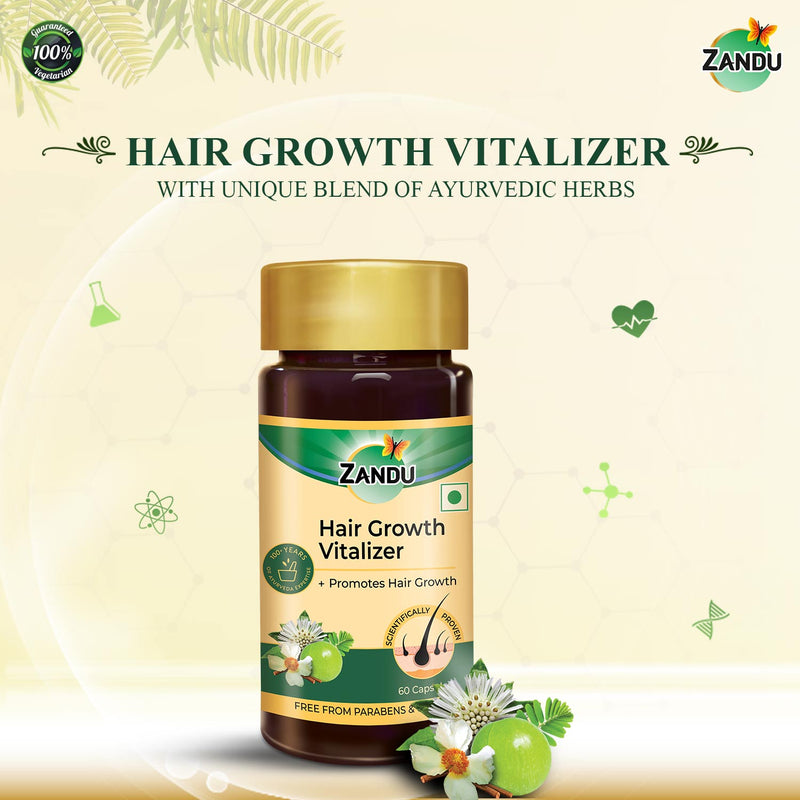 Zandu Ayurvedic Hair Growth Vitalizer Capsules (60 Caps)