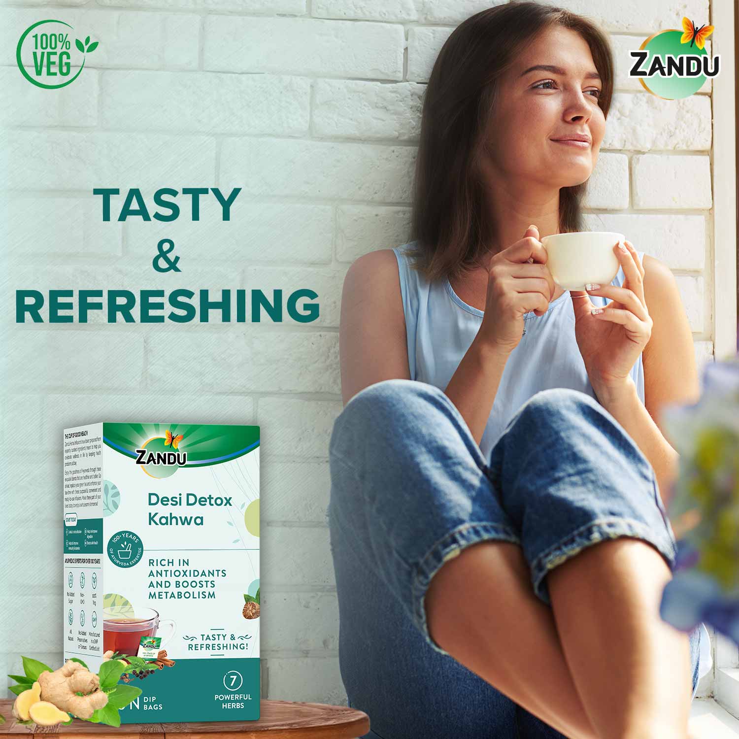 Zandu Desi Detox Kahwa (25 Tea Bags)(Pack of 2)