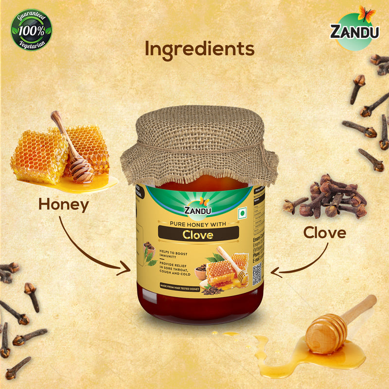 Pure Honey with Clove (650g) & FREE Ginger Celery Herbal Infusion (25 Tea Bags)
