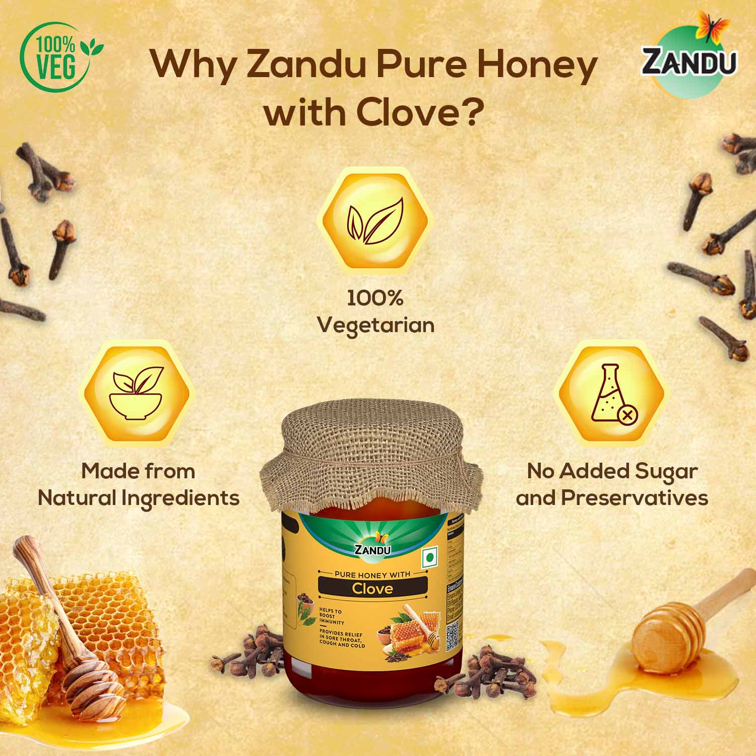 Pure Honey with Clove (650g)(Buy 1 Get 1)