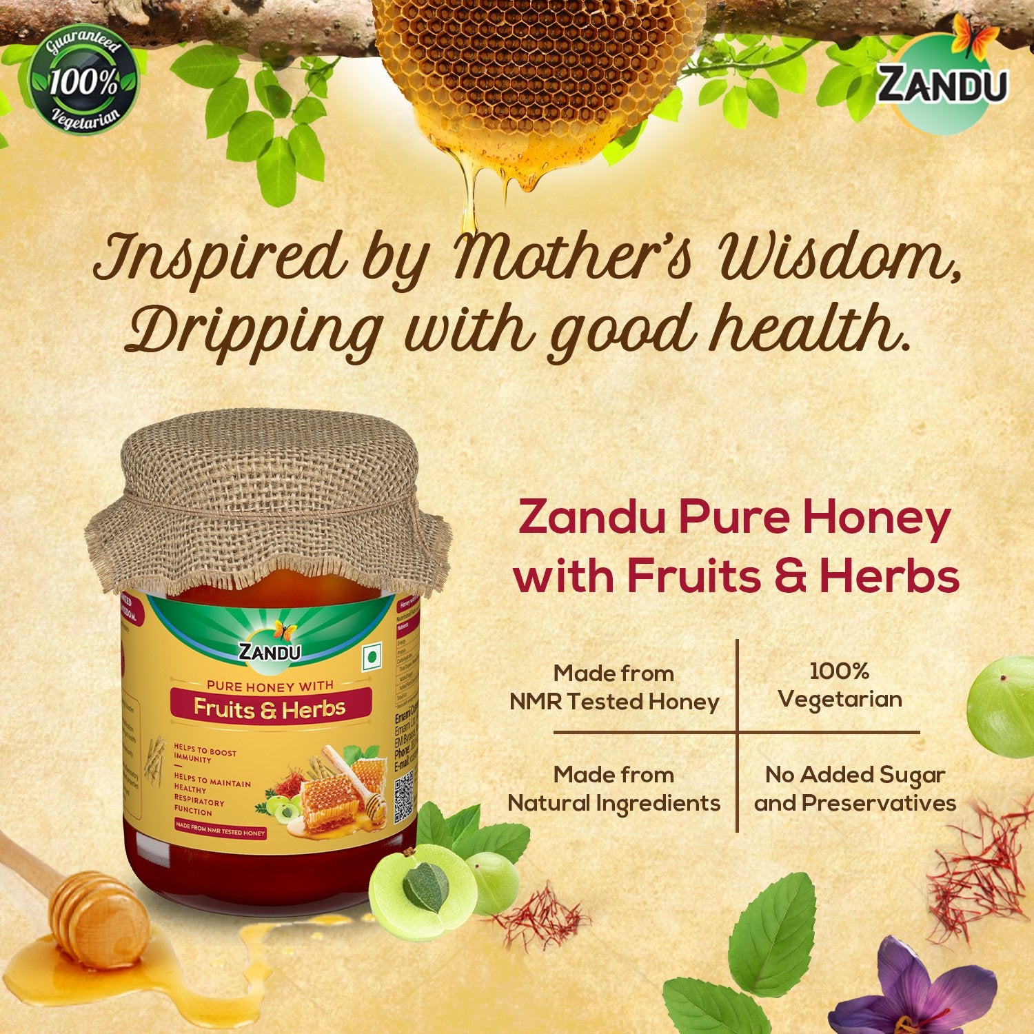 Pure Honey with Fruits & Herbs (650g)(Buy 1 Get 1)