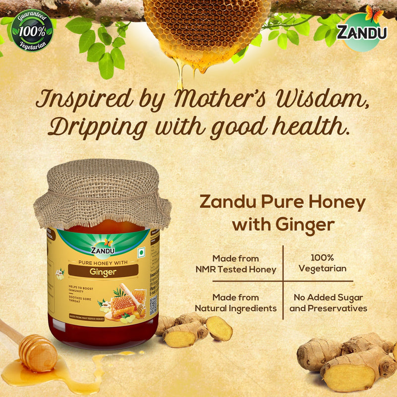 Pure Honey with Ginger (650g) & FREE Ginger Celery Herbal Infusion (25 Tea Bags)