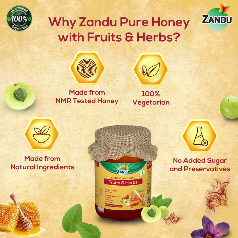 Pure Honey with Fruits & Herbs (650g) & FREE Organic Apple Cider Vinegar (500ml)