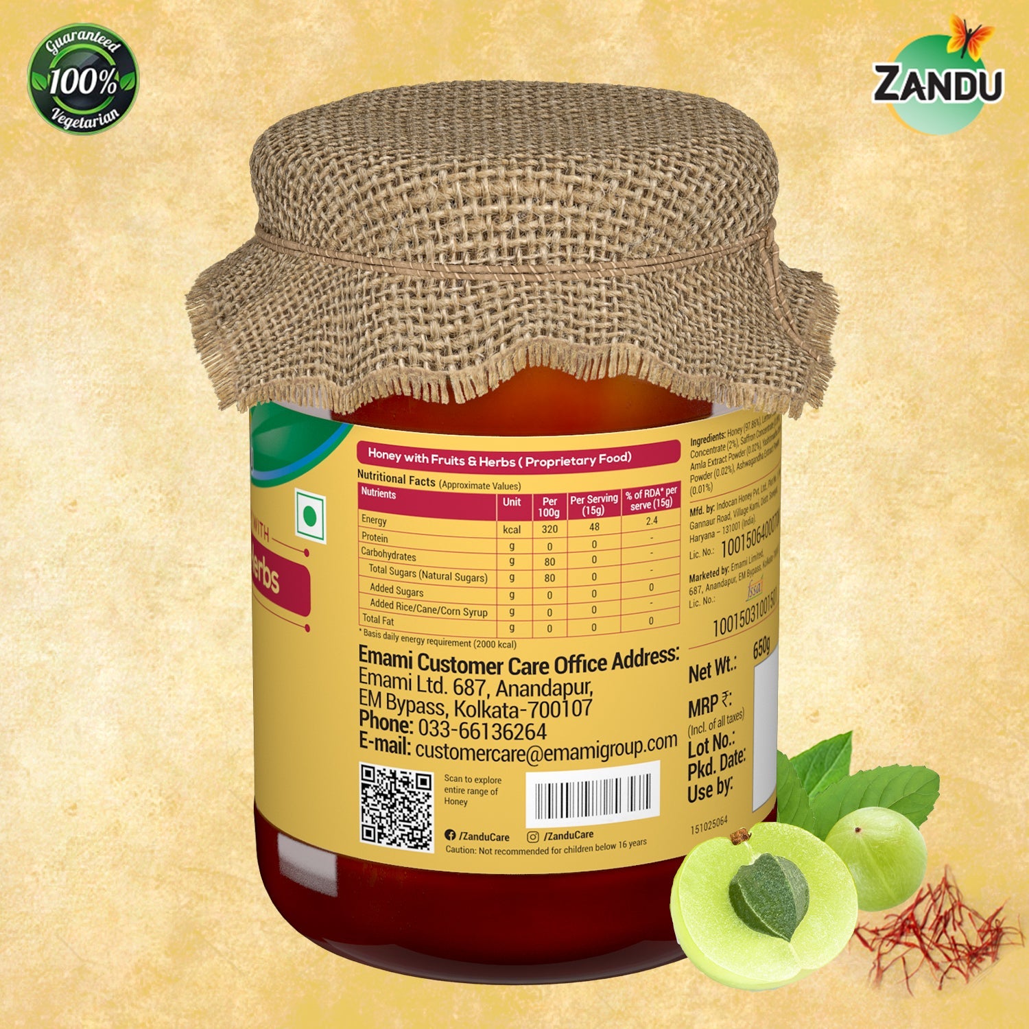 Pure Honey with Fruits & Herbs (650g) & FREE Organic Apple Cider Vinegar (500ml)