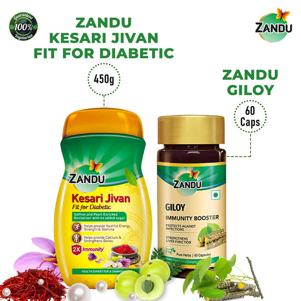 Kesari Jivan Fit for diabetic (450g) & Giloy (60 Caps) Combo