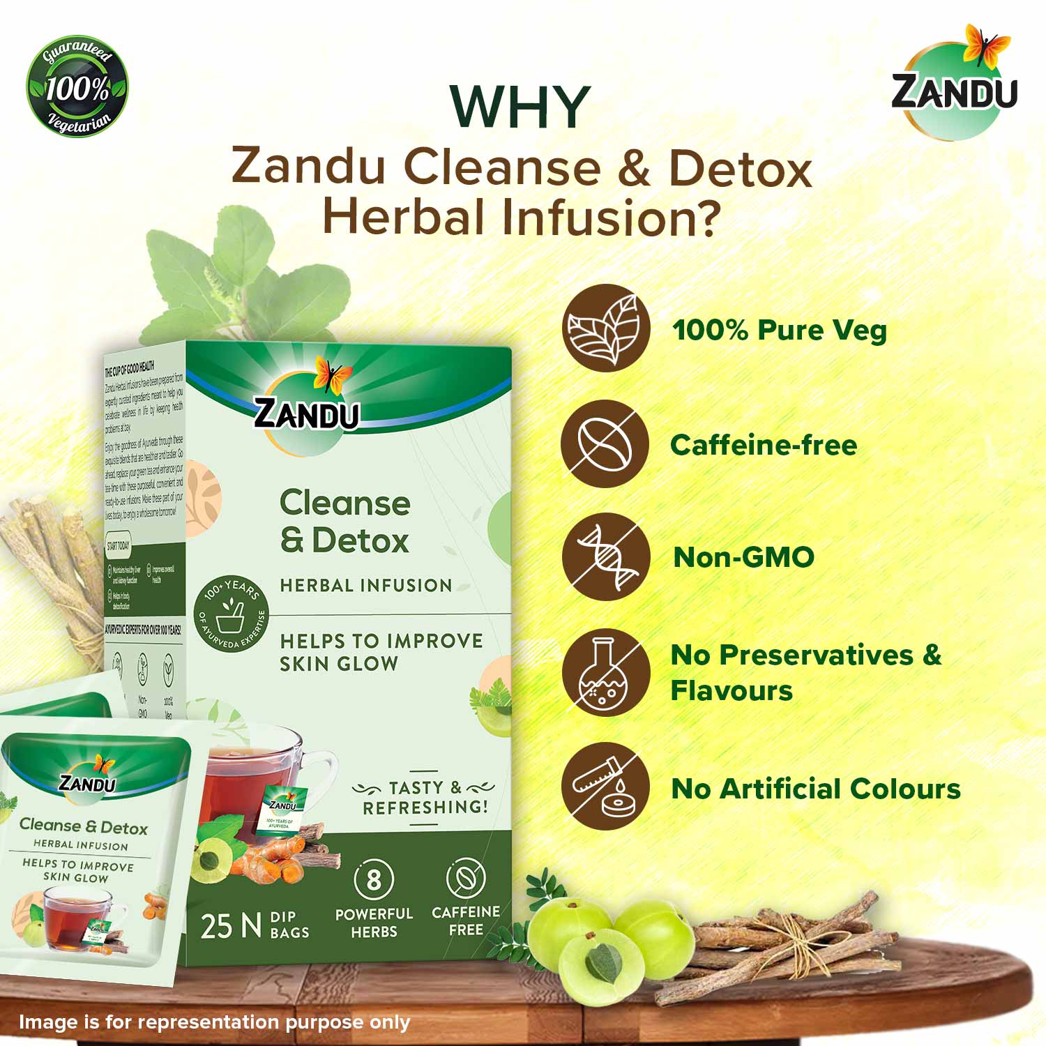 Zandu Cleanse & Detox Herbal Infusion Tea Bags (25 Bags)